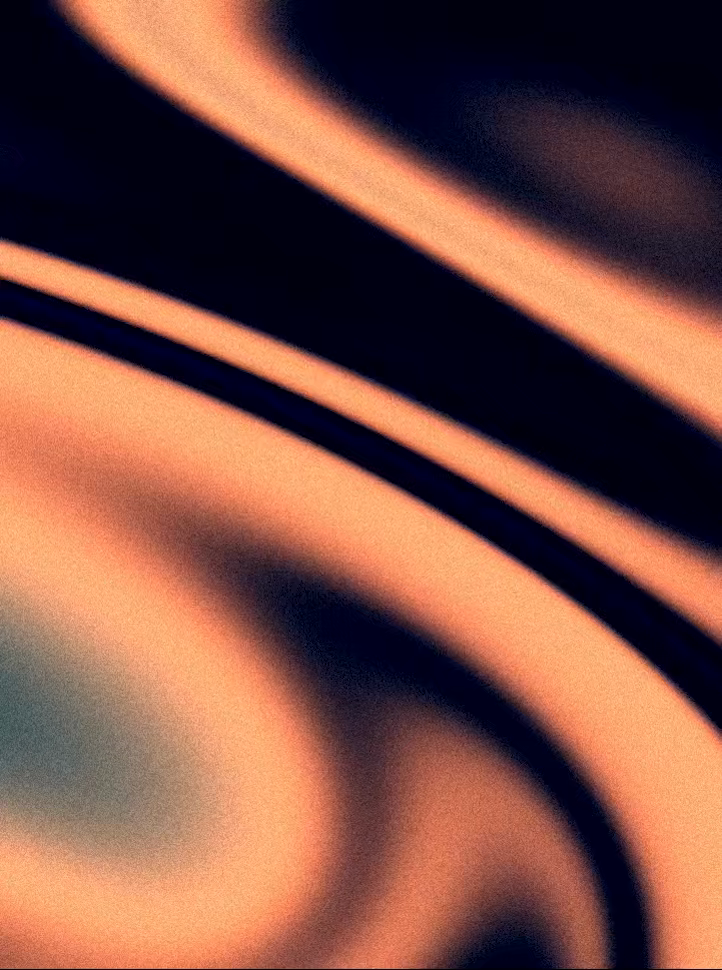 Shader animation of flowing peach and dark blue bands with a grainy texture