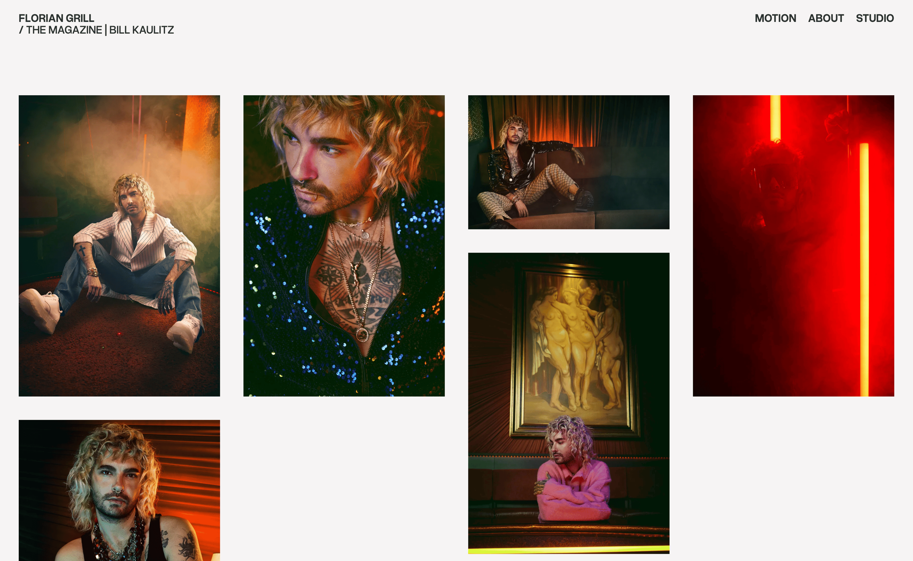 Florian Grill project page showing a grid of editorial portraits