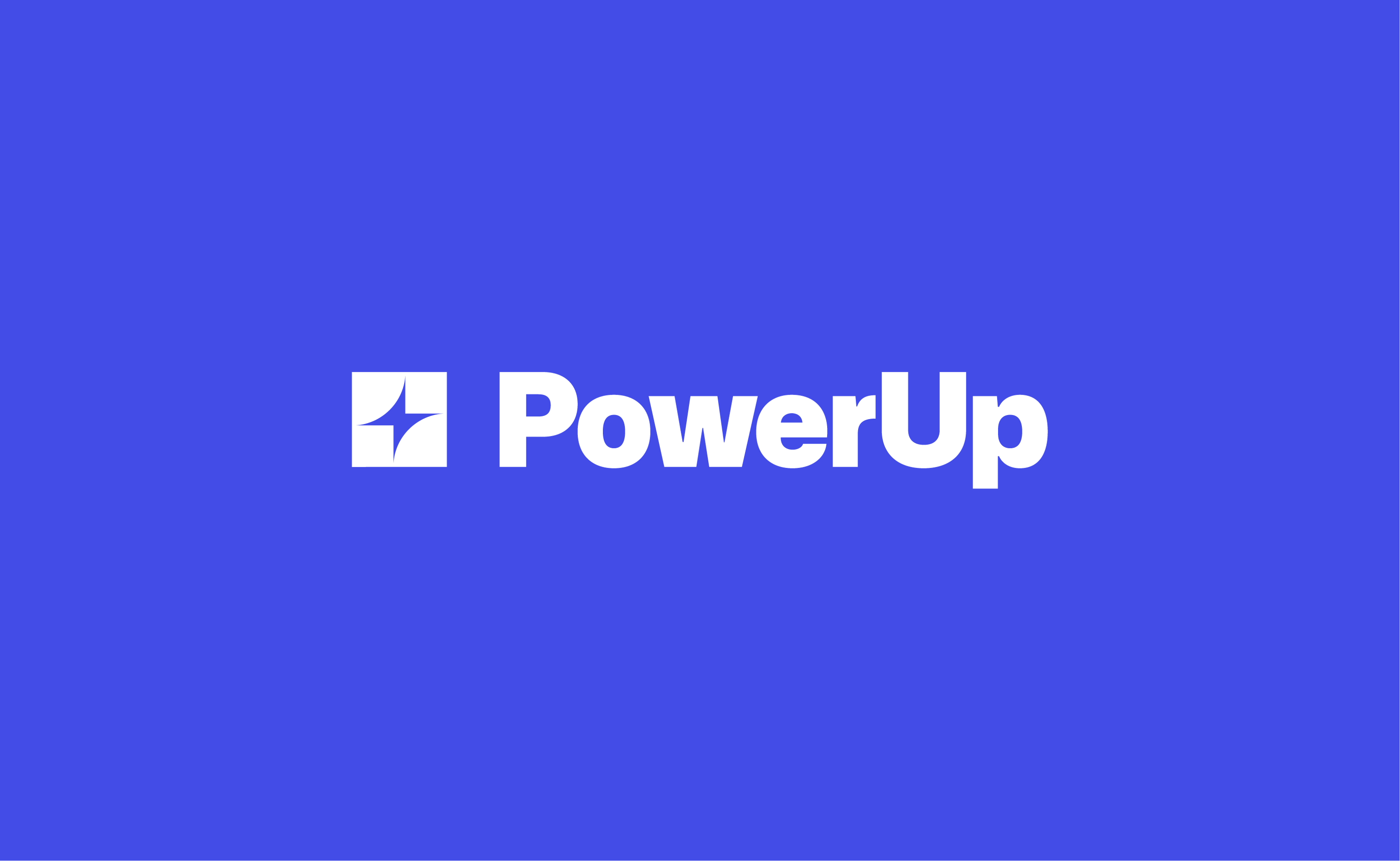 White PowerUp logo on a blue background